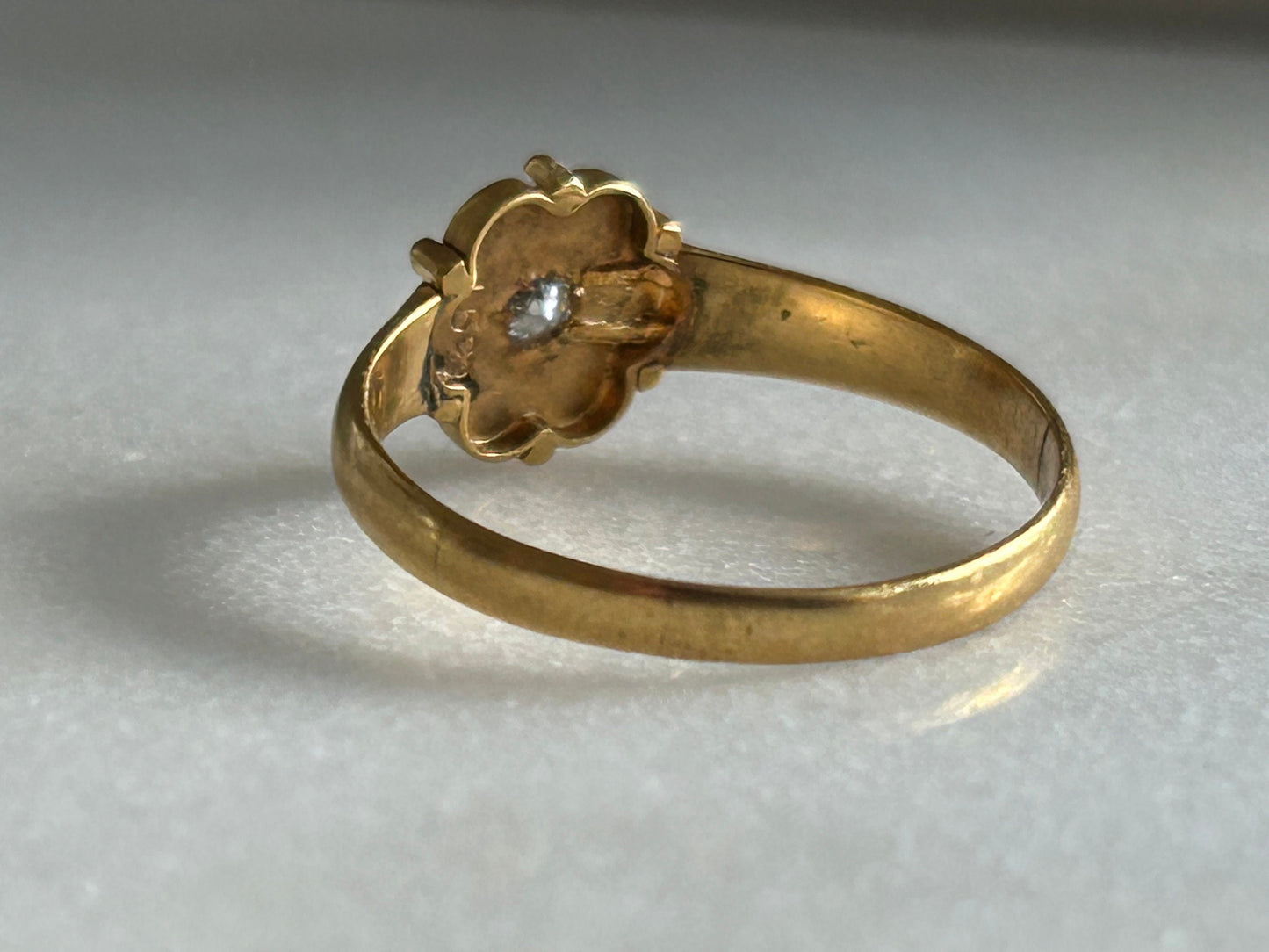 Antique Victorian Gypsy diamond Ring 15k Gold