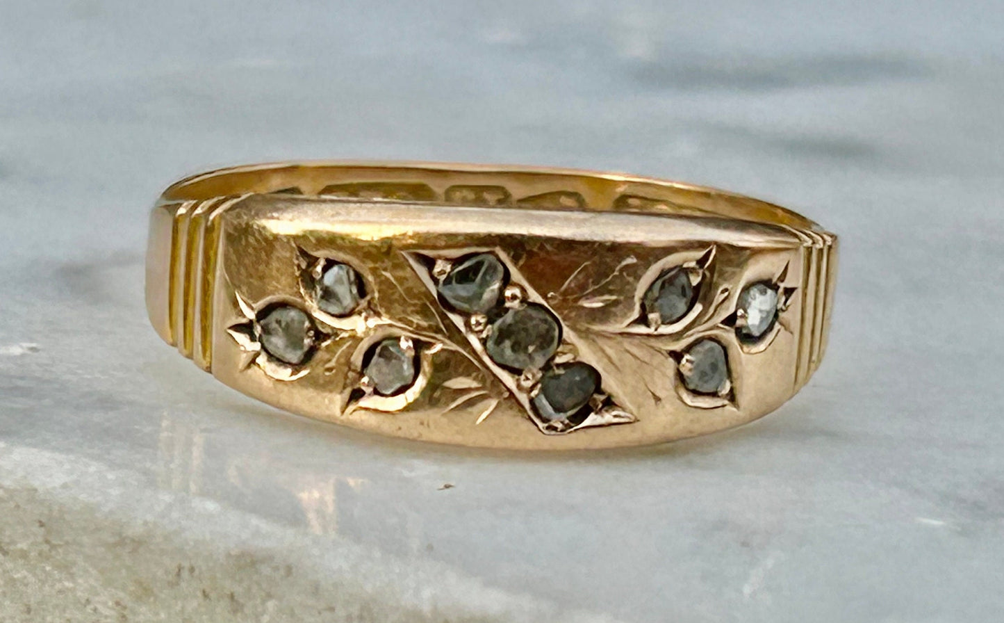 Antique 15k Gold Diamond set Ring.