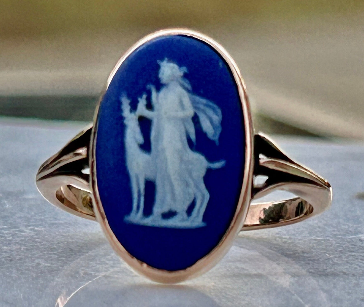 Antique Wedgewood Ring 9k Gold Birmingham 1918