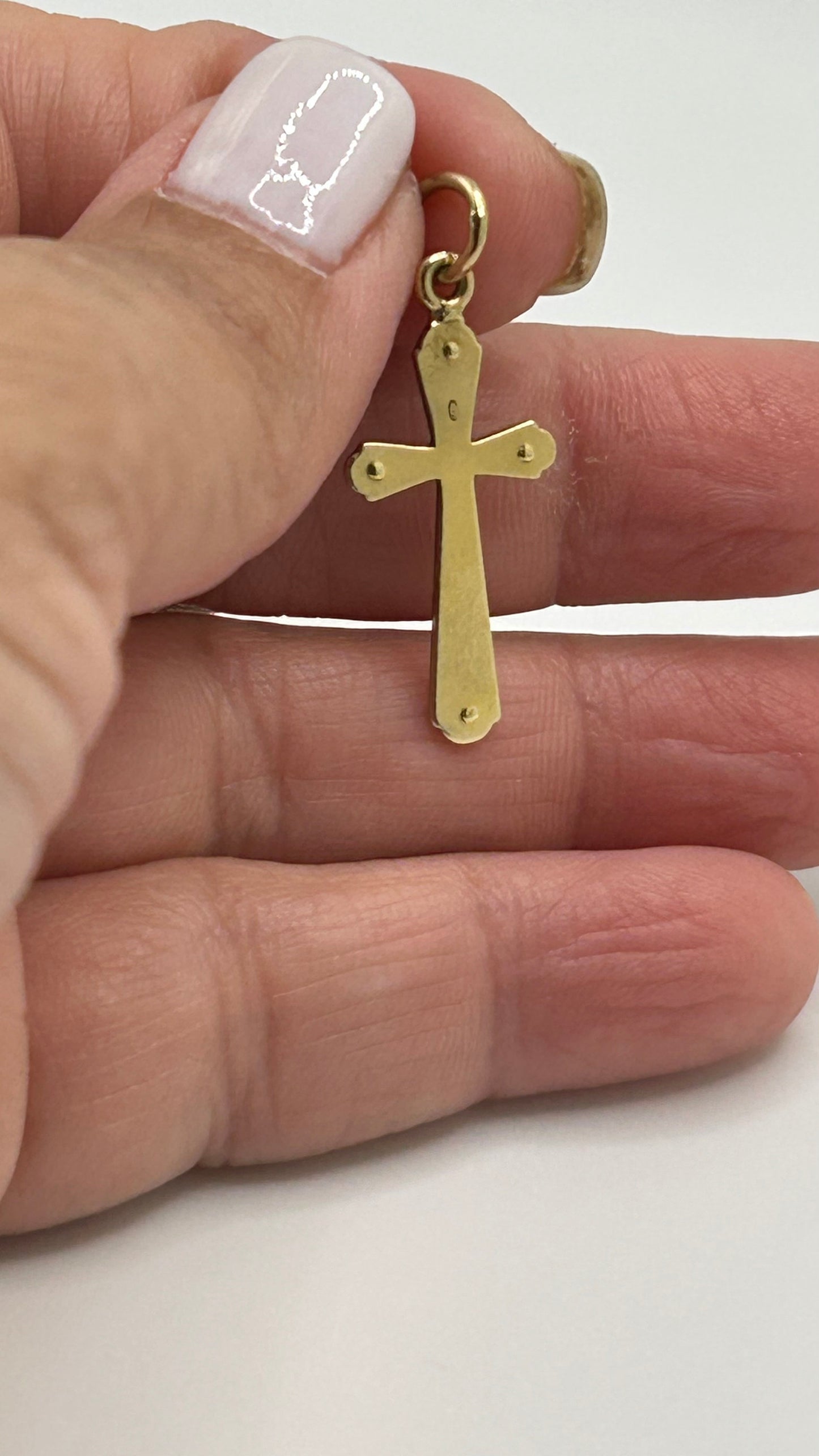 Antique 14k Yellow Gold and Pearl Cross Pendant