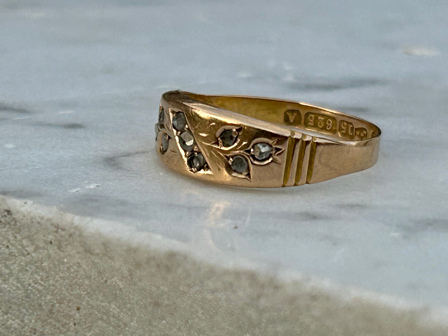 Antique 15k Gold Diamond set Ring.