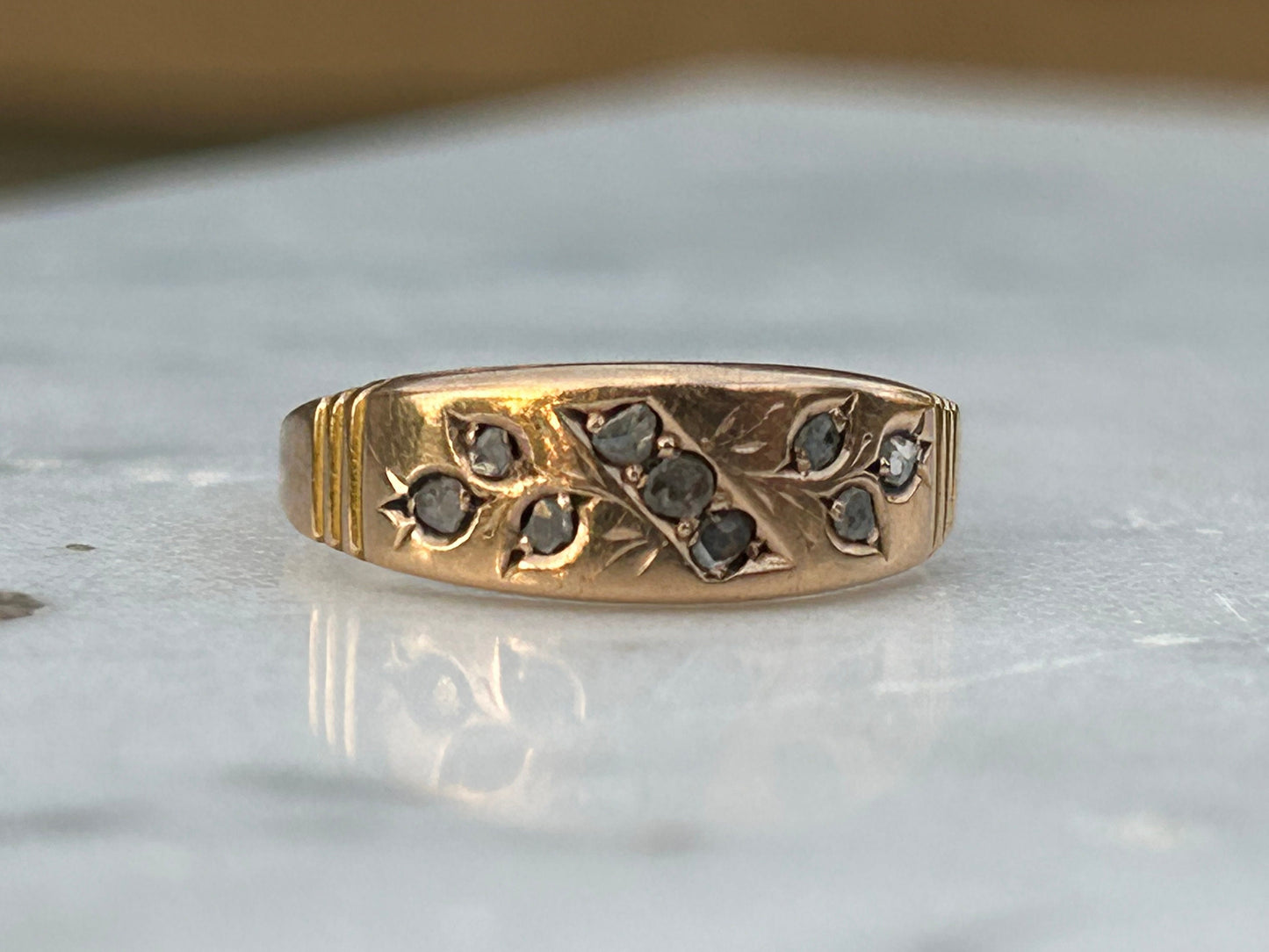 Antique 15k Gold Diamond set Ring.