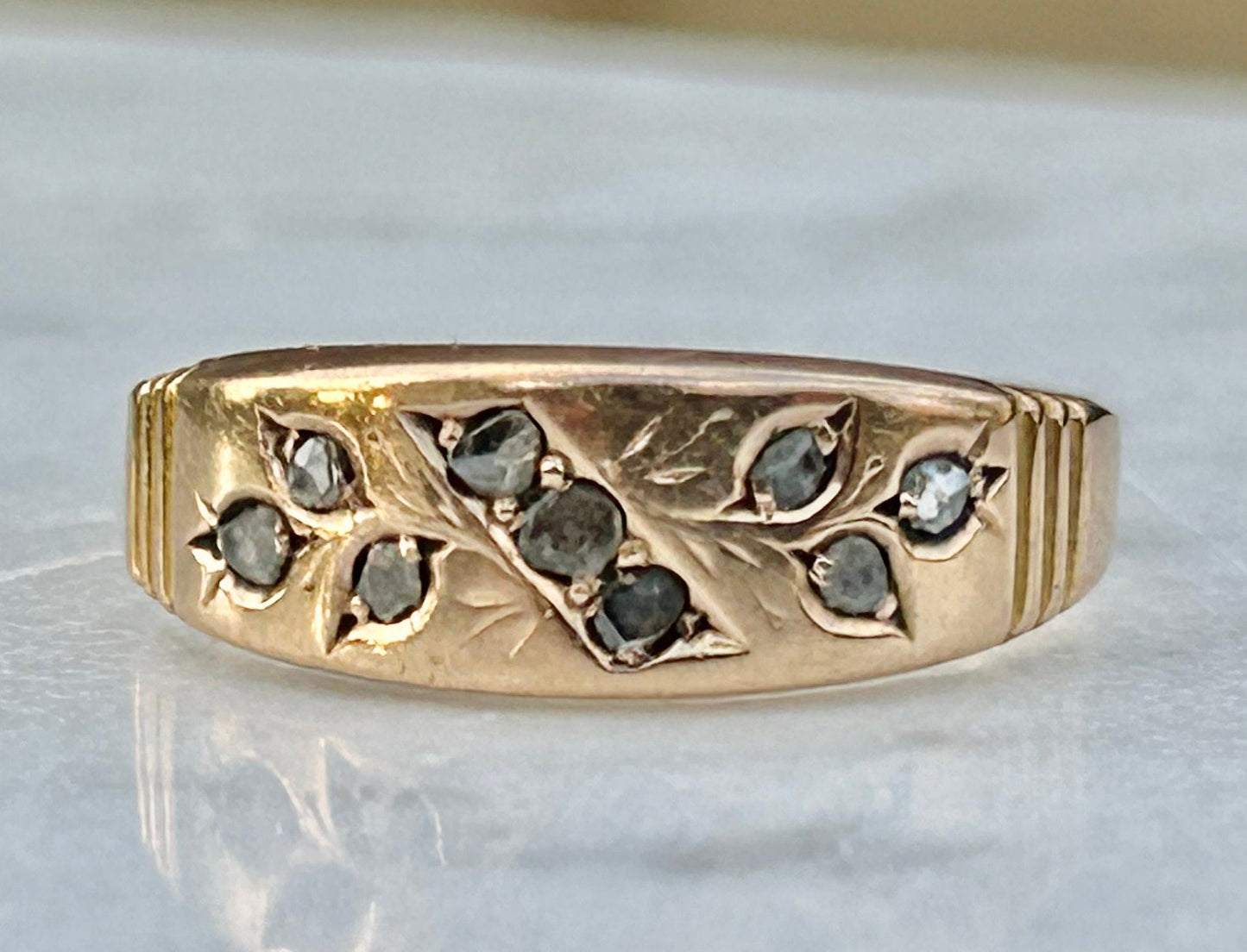 Antique 15k Gold Diamond set Ring.