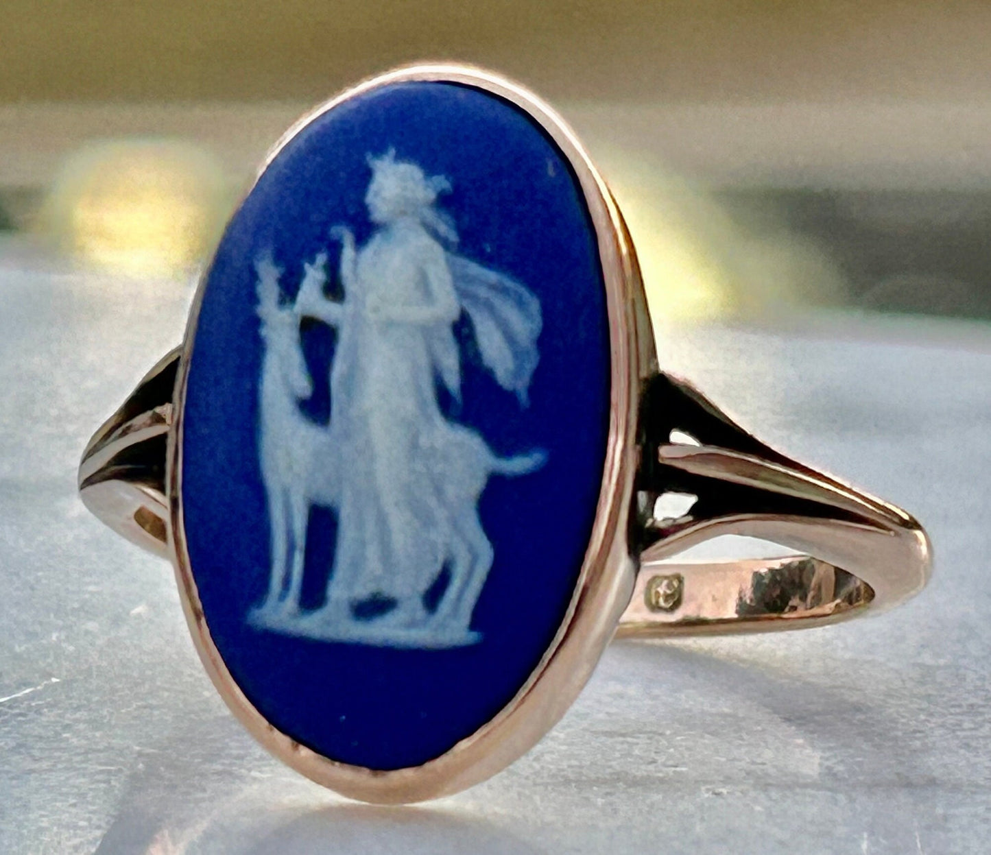 Antique Wedgewood Ring 9k Gold Birmingham 1918