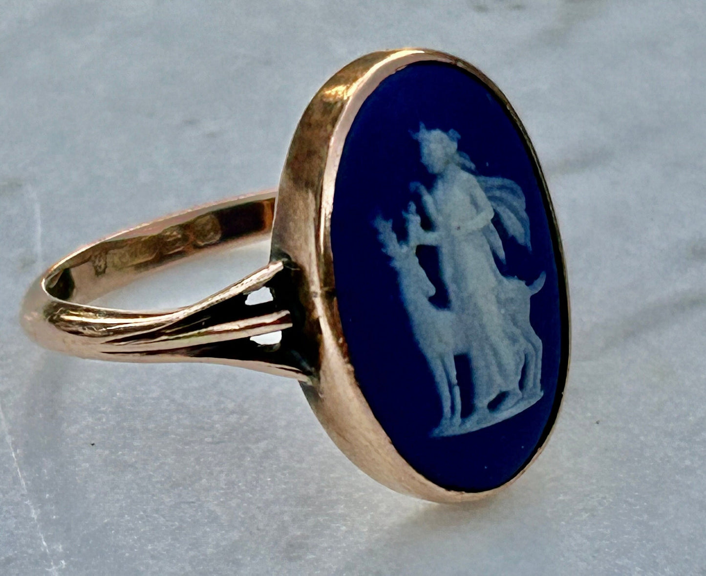 Antique Wedgewood Ring 9k Gold Birmingham 1918