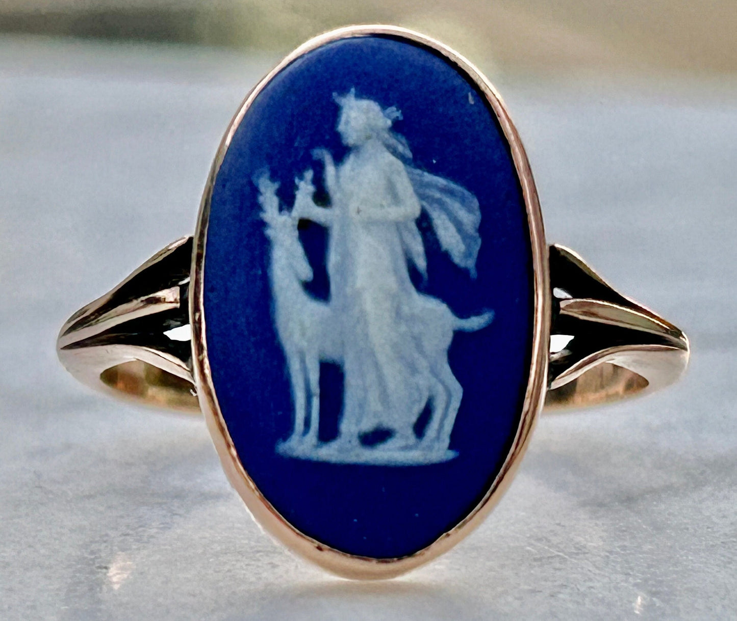 Antique Wedgewood Ring 9k Gold Birmingham 1918