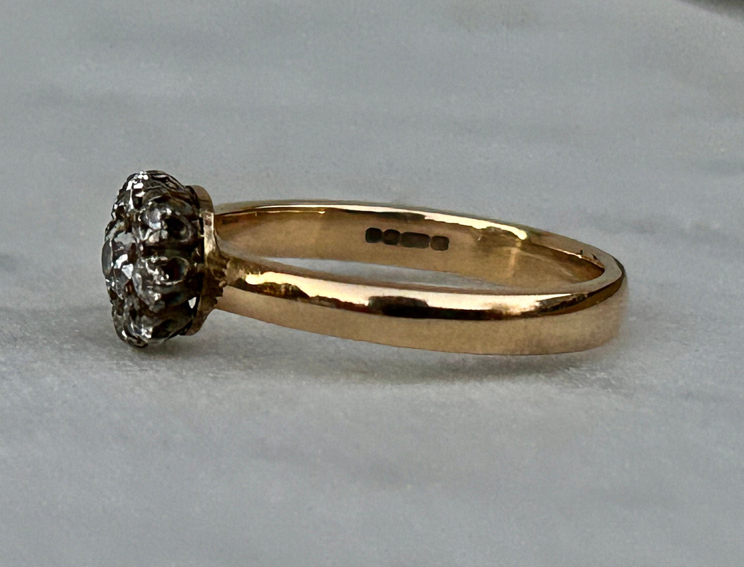 Antique Old Mine Cut  Diamond Cluster Ring. Approx .65 total diamond weight.