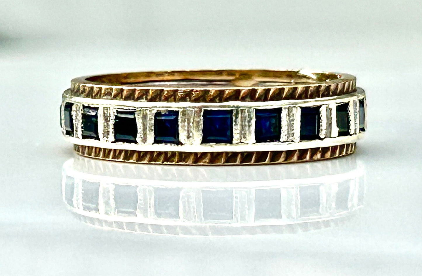 Sapphire Bi-color 9ct Gold Eternity Band