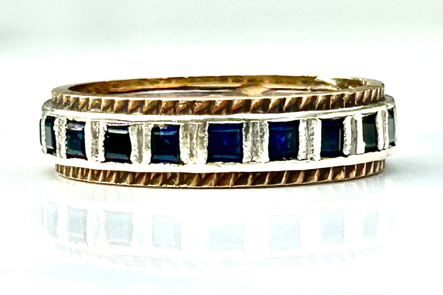 Sapphire Bi-color 9ct Gold Eternity Band