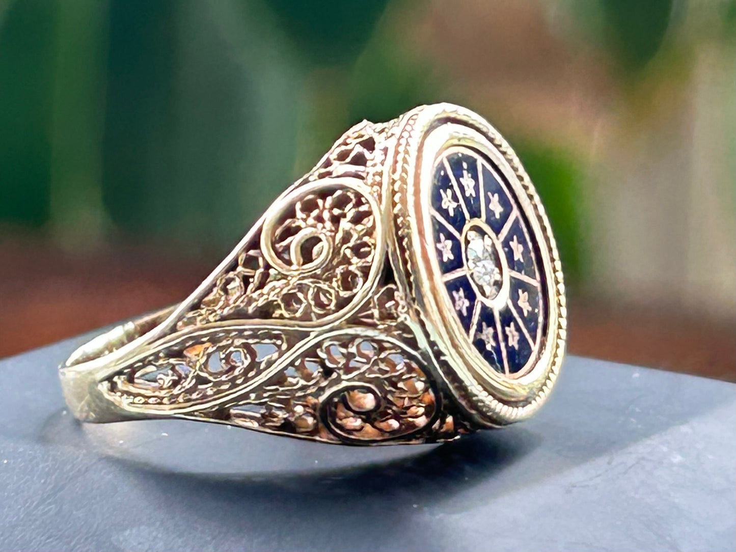 Antique Diamond and Enamel Ring