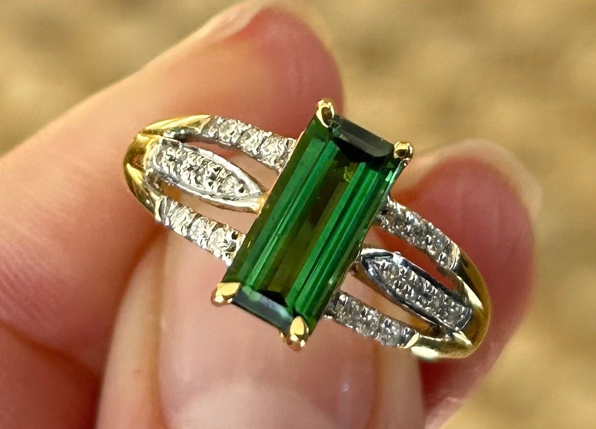 Santa Rosa Tourmaline Diamond Ring 18k Gold