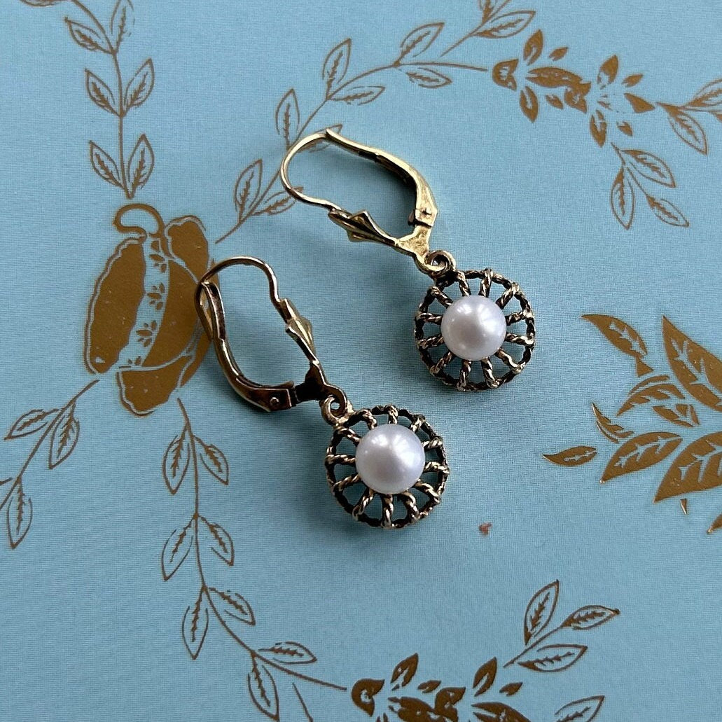 Antique 4mm Cultured Pearl Earrings