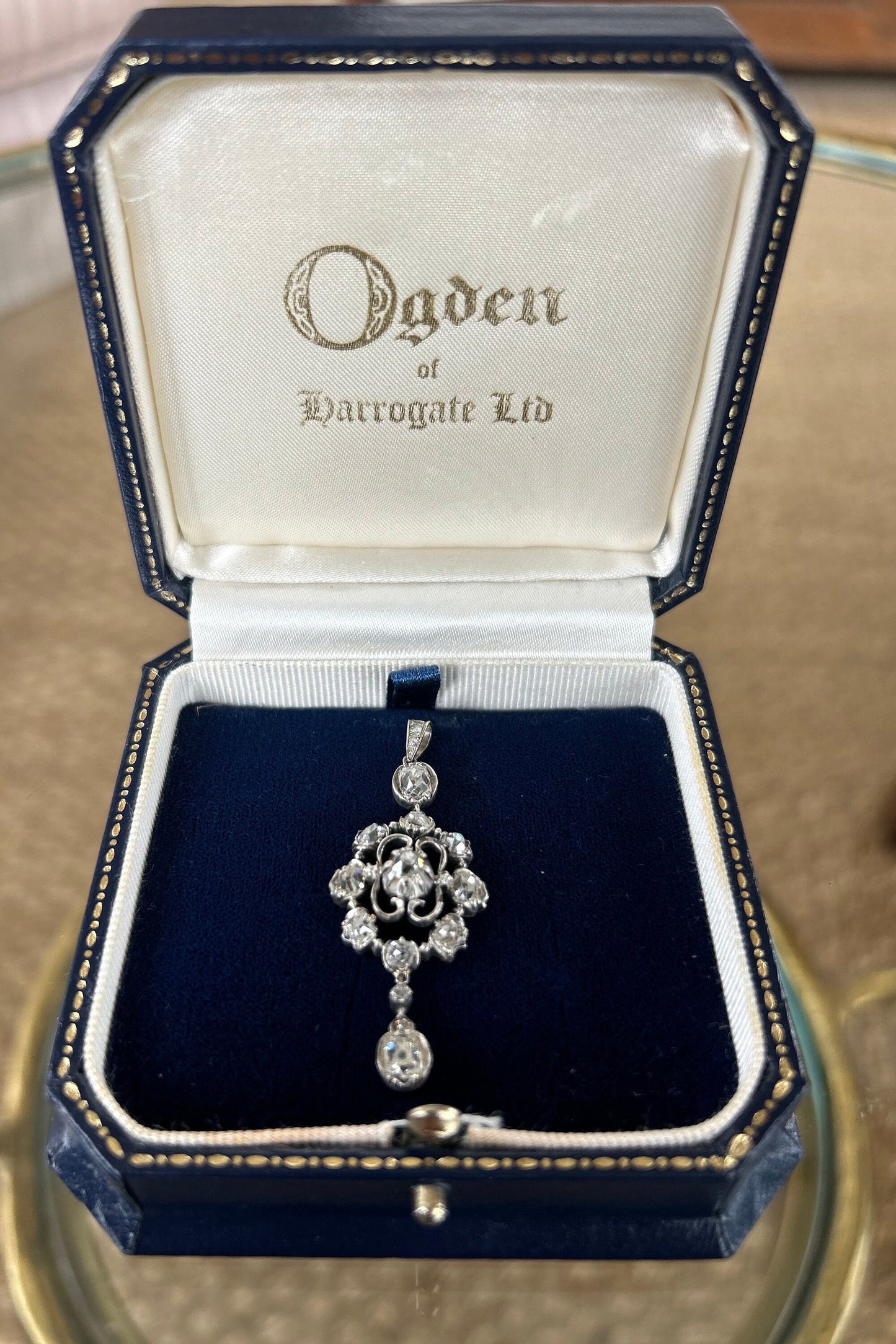 Georgian Style Diamond Pendant 2.5 to 3ctw Old Mine Cut Diamonds