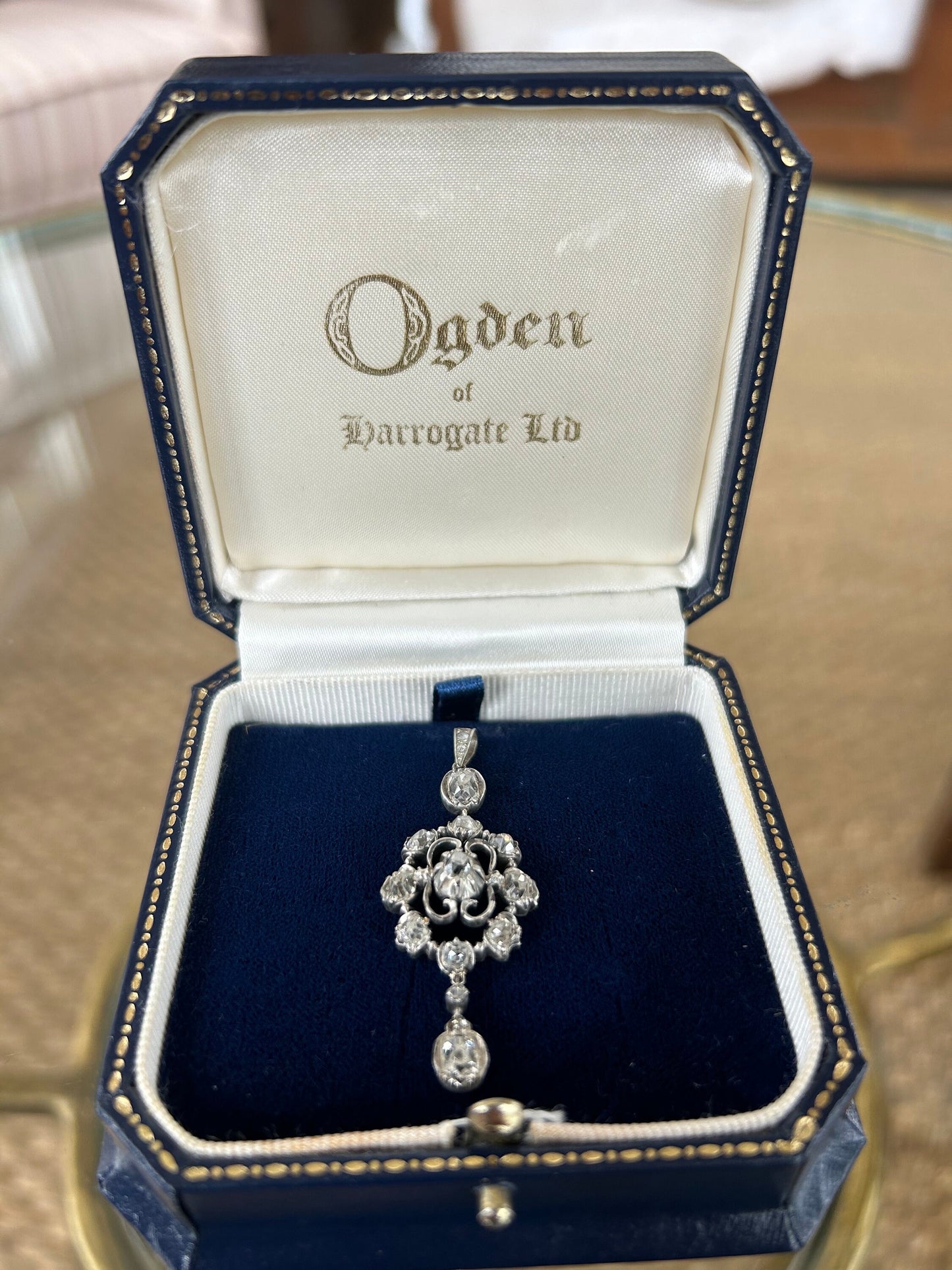 Georgian Style Diamond Pendant 2.5 to 3ctw Old Mine Cut Diamonds