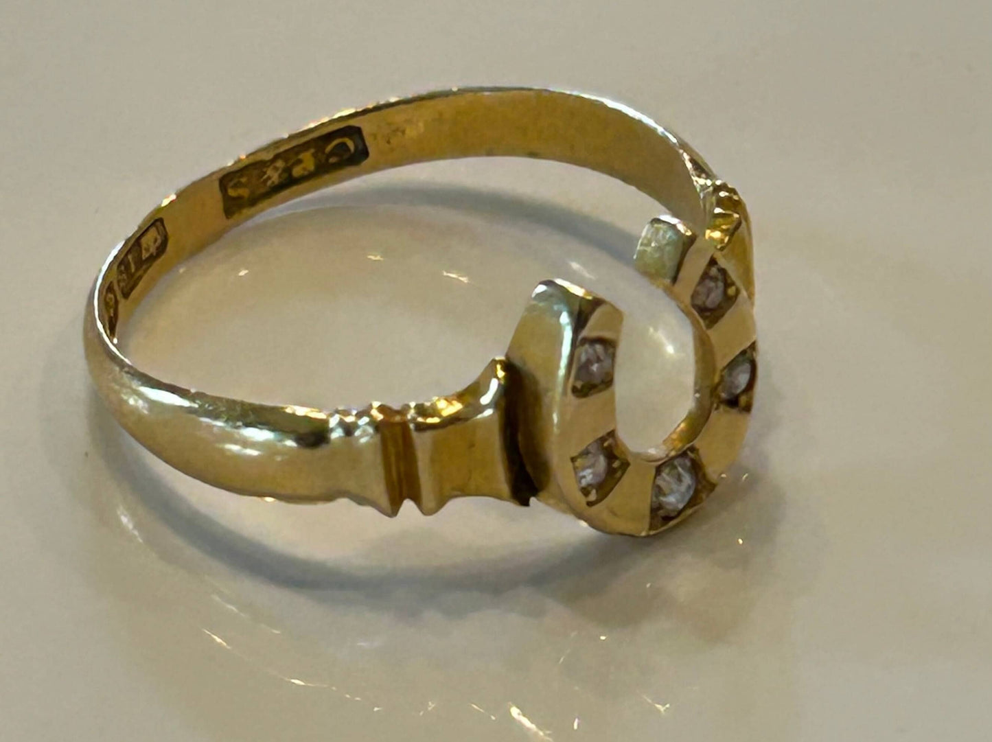 Reserved for Anne Victorian 18k Gold Diamond Horseshoe Ring