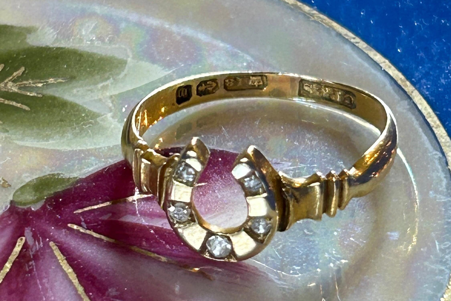 Reserved for Anne Victorian 18k Gold Diamond Horseshoe Ring