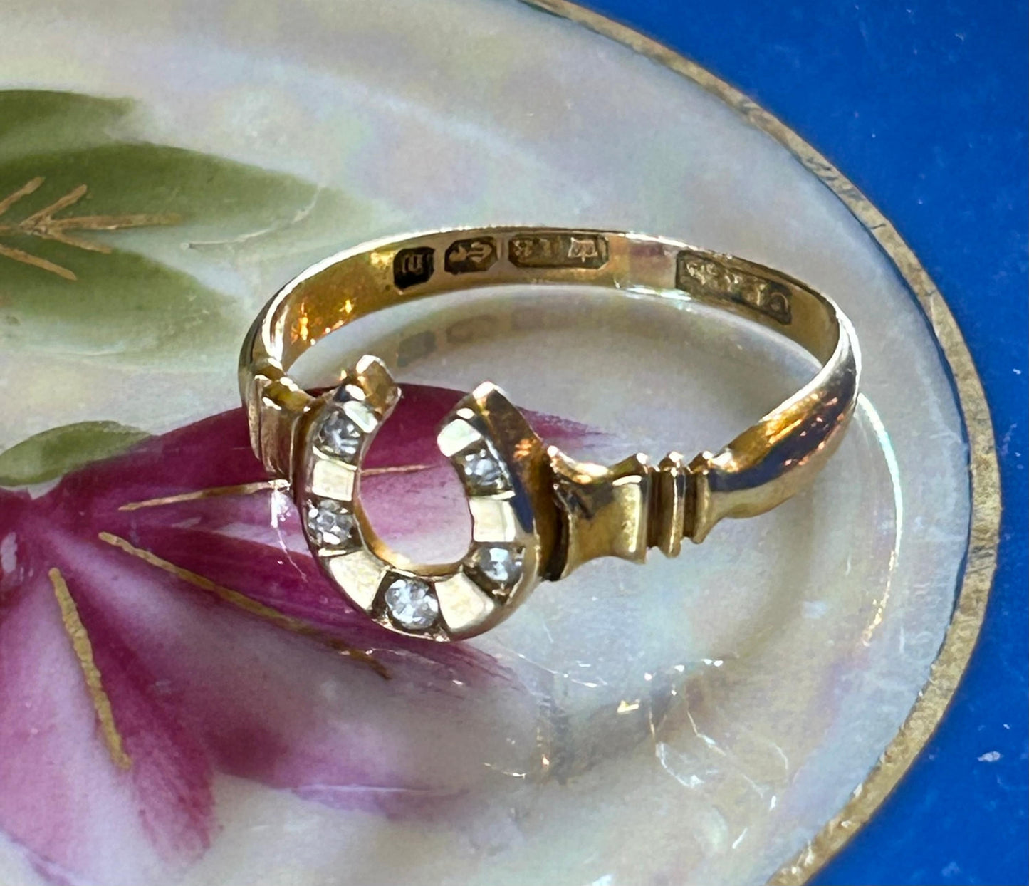 Reserved for Anne Victorian 18k Gold Diamond Horseshoe Ring