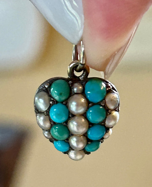 Victorian Turquoise and Split Pearl Pendant