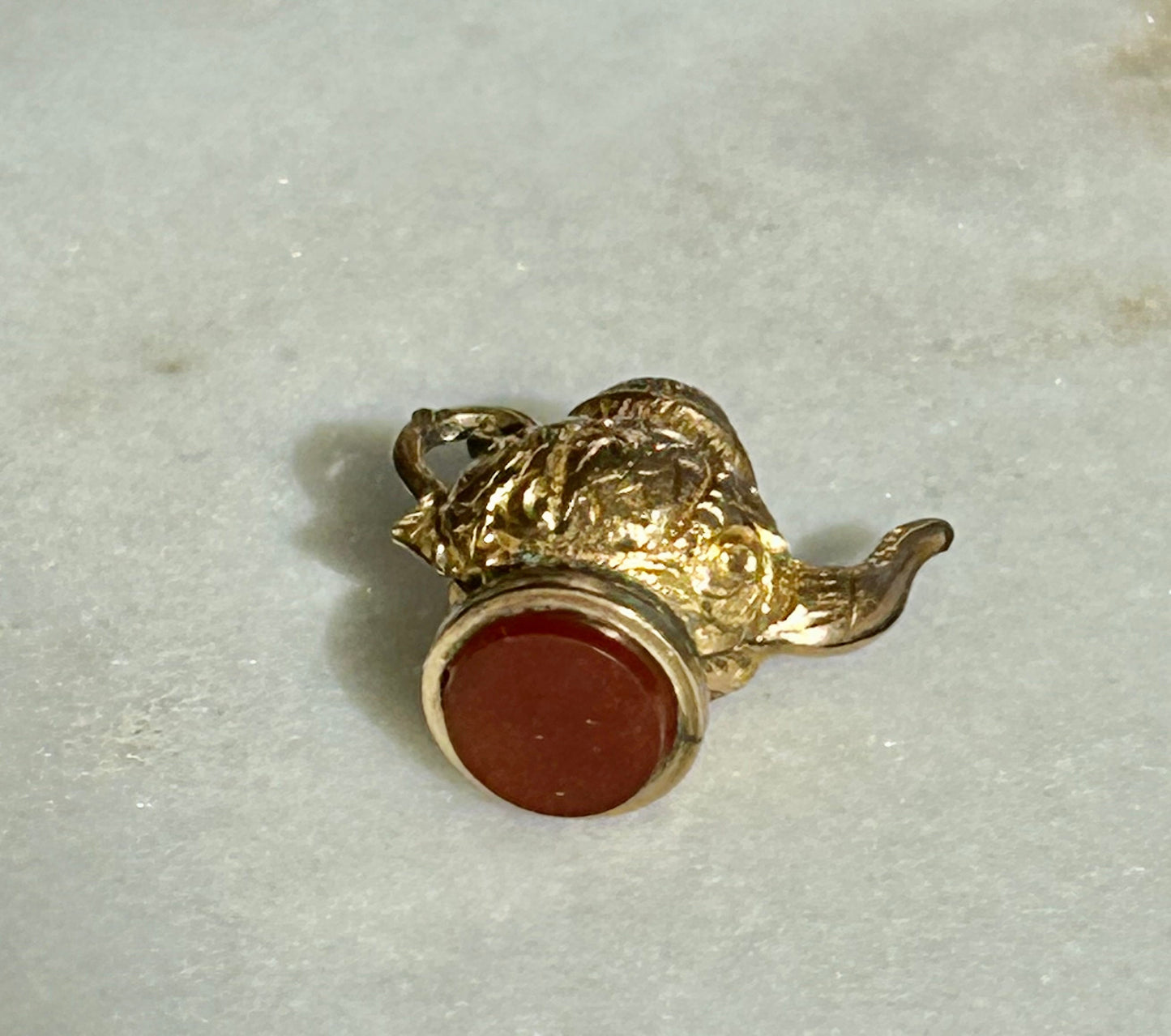 Victorian Teapot Fob 12k Gold Carnelian Seal