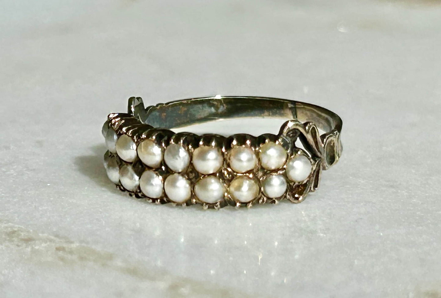 Late Georgian/Early Victorian Two Row Pearl Band Ring