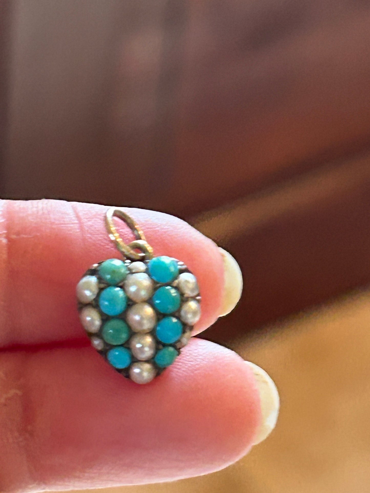 Victorian Turquoise and Split Pearl Pendant