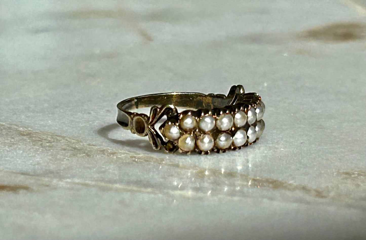 Late Georgian/Early Victorian Two Row Pearl Band Ring